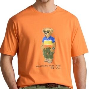 Ralph Lauren Orange Polo Bear Graphic Men Tee